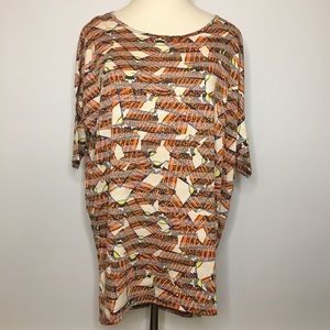 LULAROE Irma Orange Pattern High Low Tunic Small